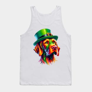 Wirehaired Vizsla in Leprechaun Hat for St Patrick's Day Tank Top